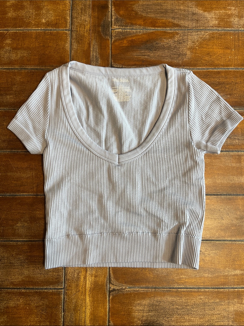 wild fable Light Gray Ribbed V-Neck Crop Top